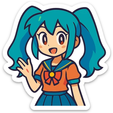 anime girl in vibrant toon style sticker