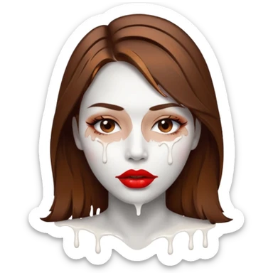 Brown Hair, Woman, white paint drip, face, hot, Sexy, lips sticker