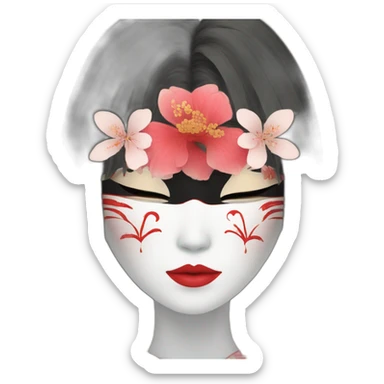 hot-gir-noh-mask-longhair-japanese-kimono sticker