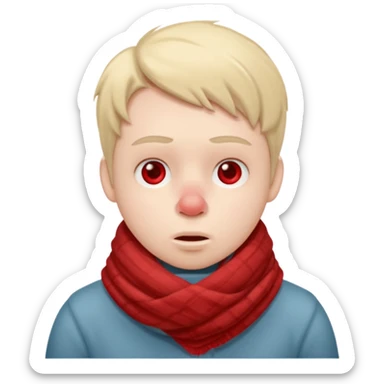 плюшеве личко, шарф до носа, тремтіння, температура, червоний ніс, хвороба sticker