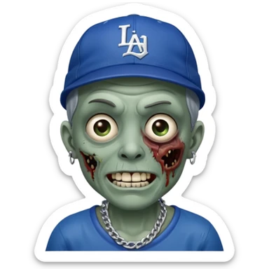 Zombie cerrando un ojo con gorra de los Dodgers y cadena de plata  sticker