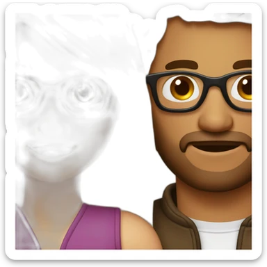 Amoureux homme brun à lunettes et femme blonde sticker