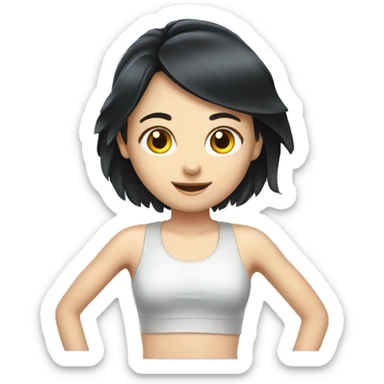Black haired pale girl walking on treadmill  sticker