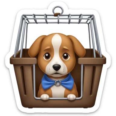 dog in dog cage sticker