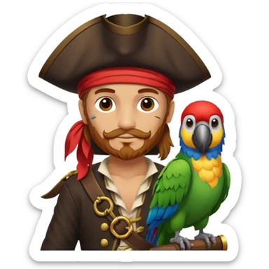 pirate and parrot sticker