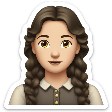 Carrie Ingalls pretty with dark brown wavy hair realistic and detailed sticker