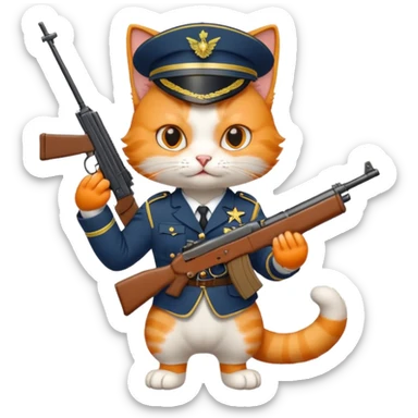 A cat with a gun serving in the ZSU sticker