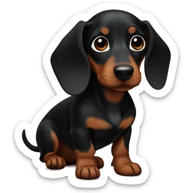 Black brown dachshund pup sticker
