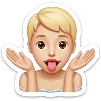 tongue out with hands like your swimming sticker
