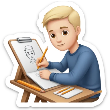 A white person drawing on his drawing table  sticker