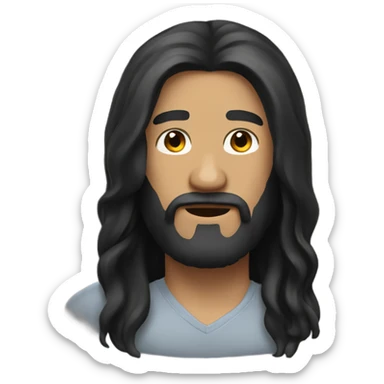 A man with long black hair, light skin, and a beard. sticker