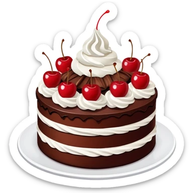 Black Forest cake with chocolate, cherries, and whipped cream sticker