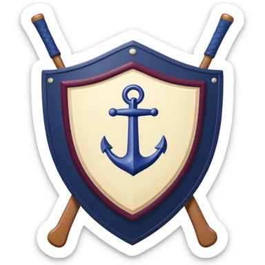 Emoji: Maroon circle, inside is a navy shield with cream outline. Shield has grapes and an anchor. Two cream hockey sticks behind. Cream text "ОДЕЩИНА KIDS sticker