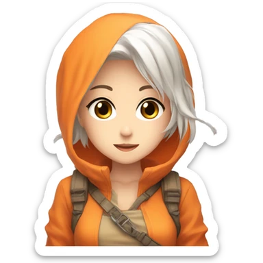 anime girl sweet white skinnedpeanime female adventurer in orange clothes half  sticker