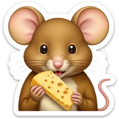 mouse eating a piece of cheese sticker