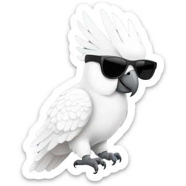 White Cockatoo with sunglasses front view sticker