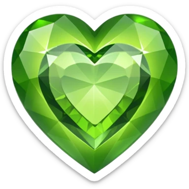 green heart looking ios but like a gemstone with sharp outlines and shiny the color is more like lime sticker