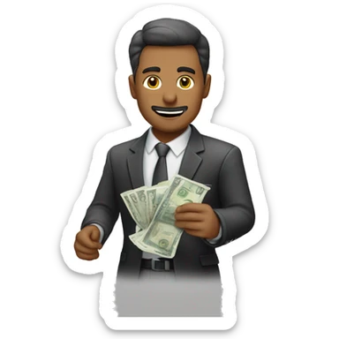 hombre lanzando billetes sticker