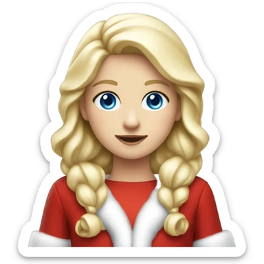 Girl dressed as Santa Claus, blue eyes, blond hair sticker