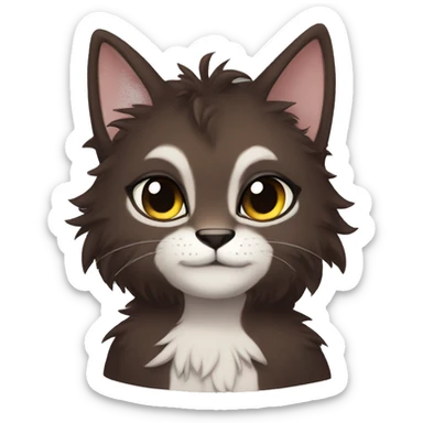 Anthro Shy Cute Cool Edgy Pretty Dark Brown Furry Feline Animal Anthro Sona sticker
