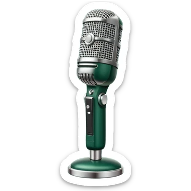 radio microphone, dark green body, white details, minimalism sticker