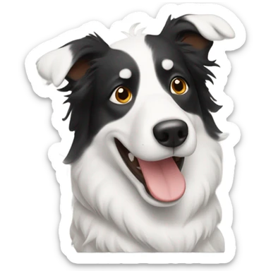 A Chinese man is holding a Border Collie. sticker