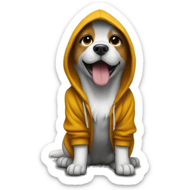 dog with hoodie in alley sticker