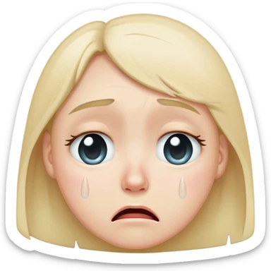 wistful crying face with subtle single tear and soft expression sticker
