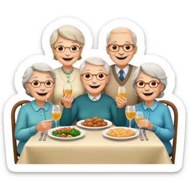 4 elderly people having dinner sticker