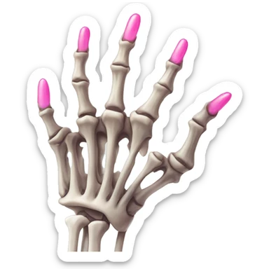 skeleton hand with long pink nails sticker