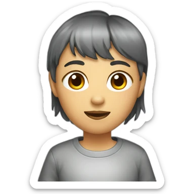 a person with short hair in a silver trash can sticker