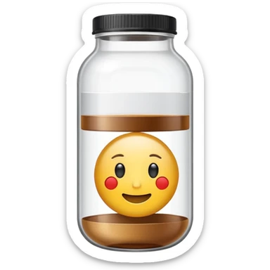 emoji of tubes and jar with brand labels, minimalistic design sticker