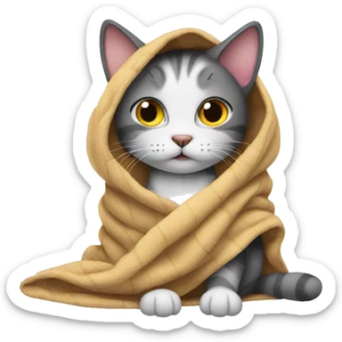 cat with a blanket sticker