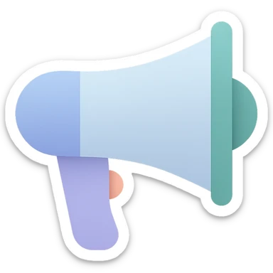 megaphone in a flat color icon style, bold lines, clear silhouette, minimalistic design, suitable for digital interfaces sticker