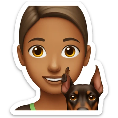 girl with brown doberman  sticker