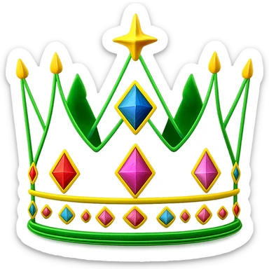 Add colorful jewels to the glowing neon king's crown, keep the background transparent, maintain the glowing neon style and vibrant colors of the crown. sticker