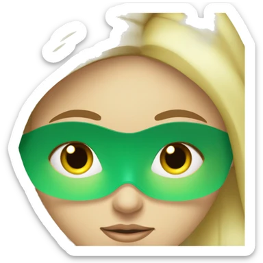 Fille au yeux vert et blonde avec un masque de soin sur le visage sticker