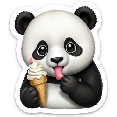 Panda eating ice cream sticker