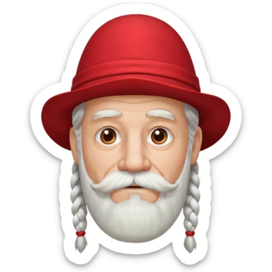 very old, white bearded and white mustached, red long haired, braided, earringed sticker