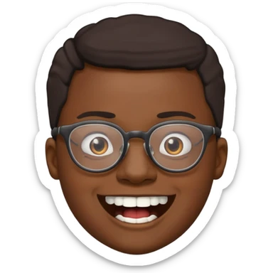 crooked teeth black emoji with glasses on  sticker