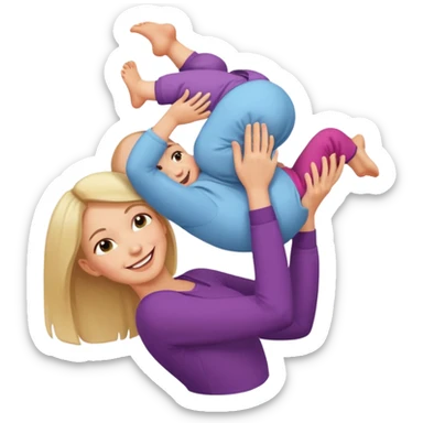 Mom holding baby upside down  sticker