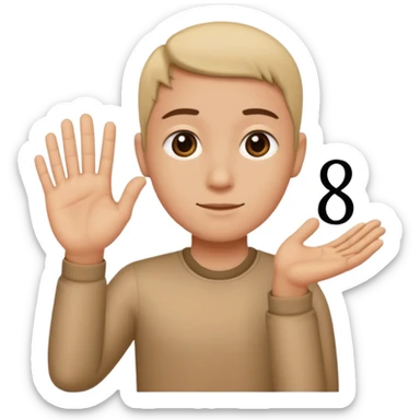 Human with the number 6 on the left side hand and 7 on the right side hand sticker