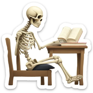 Skeleton studying sticker