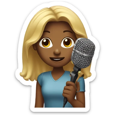 Girl with microphone sings  sticker