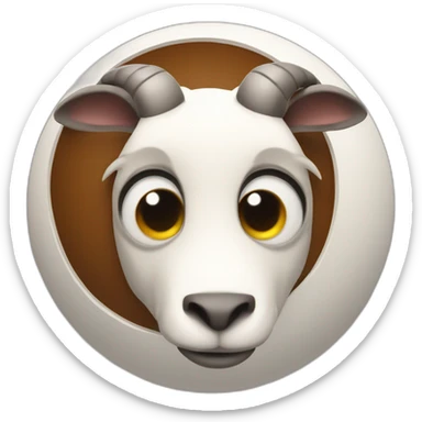 3d sphere with a cartoon Goat skin texture with big calm eyes sticker