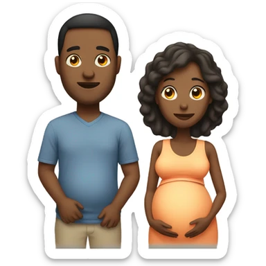 A pregnant woman with her husband  sticker