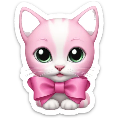 Pink kitten with bow sticker