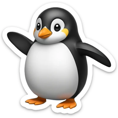 penguin slipping on sidewalk sticker