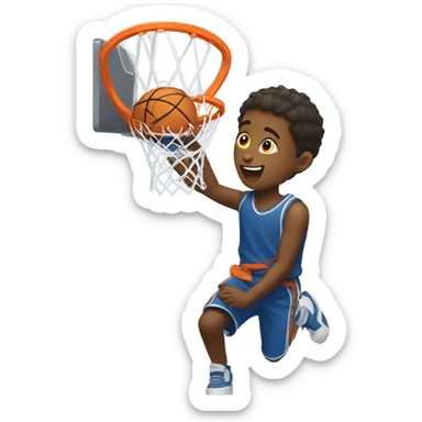 A boy dunking a basket boy  sticker