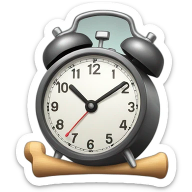 Alarm clock with a mallet sticker